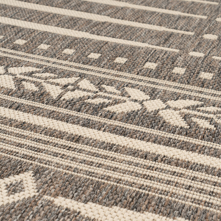 In- & Outdoor vloerkleed - Swash Lines 200 Bruin/Creme