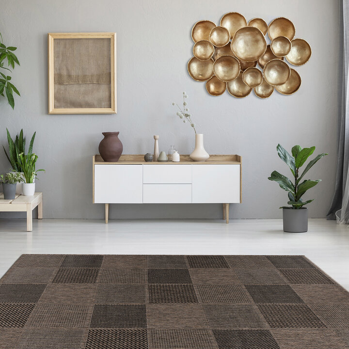 In- & Outdoor vloerkleed - Swash Tiles 400 Bruin/Grijs