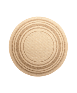 Rond jute buitenkleed - Mavi Border Creme/Bruin 