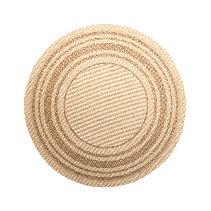 Rond jute buitenkleed - Mavi Border Creme/Bruin 