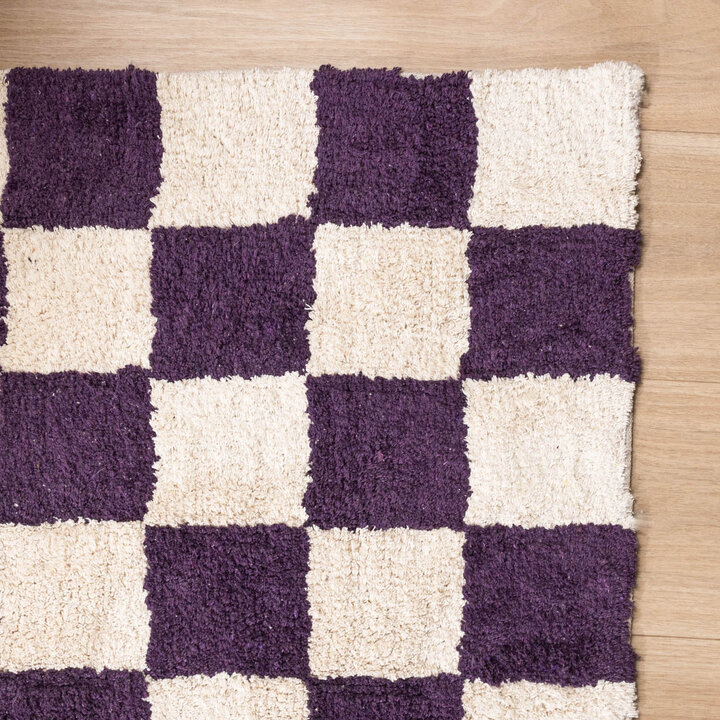 Dywan retro - Gambit Fioletowy/Biały