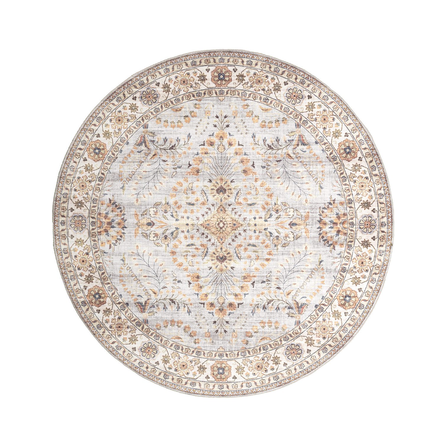 Rond vintage buitenkleed - Santo Flora Lichtgrijs - sfeer