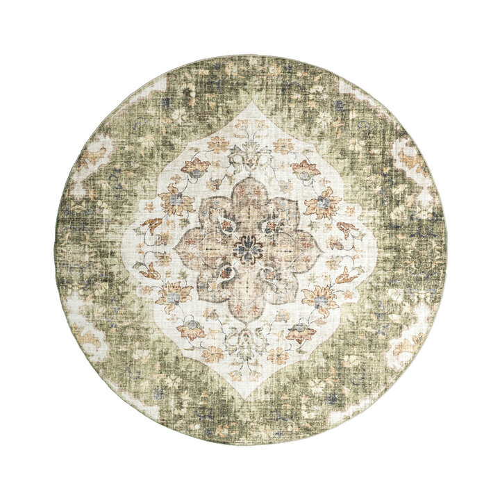 Rond vintage buitenkleed - Santo Mandala Groen