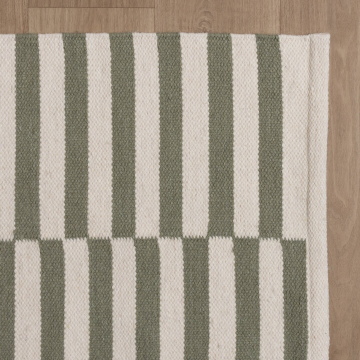 Katoenen vloerkleed - Dazzle Blocks Groen/Wit