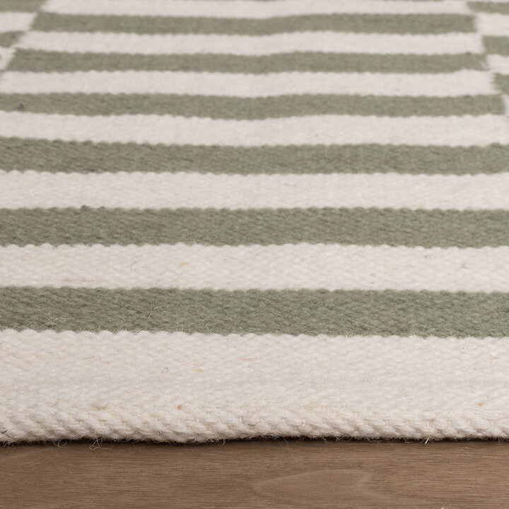 Katoenen vloerkleed - Dazzle Blocks Groen/Wit