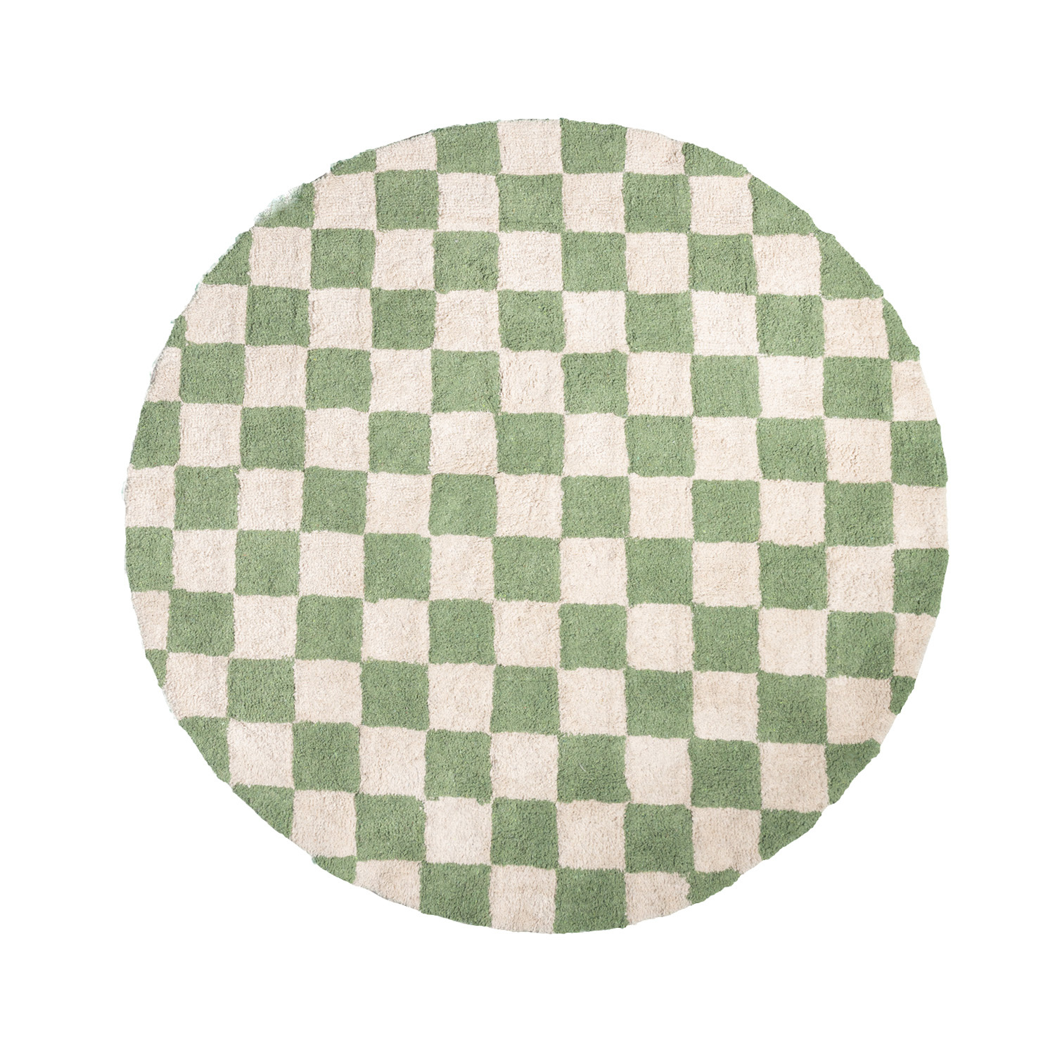 Rond retro vloerkleed - Gambit Groen/Wit - sfeer