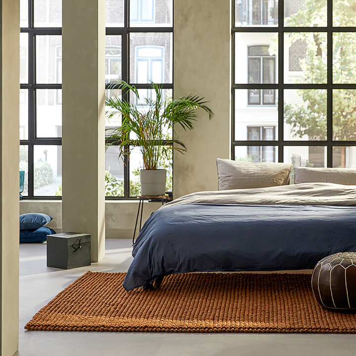 Wollen vloerkleed op maat - New Loop Okergeel/Bruin 631