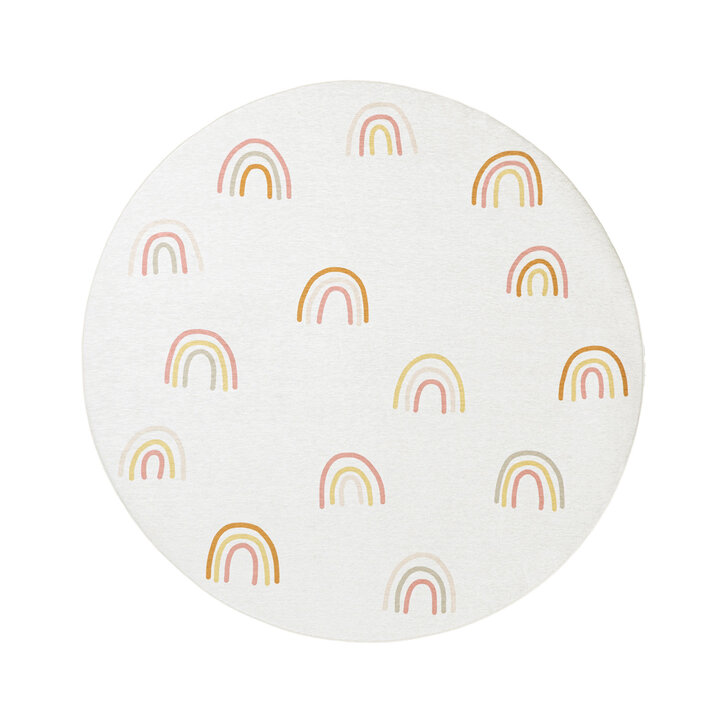 Rond wasbaar kindervloerkleed - Evi Rainbow Multicolor