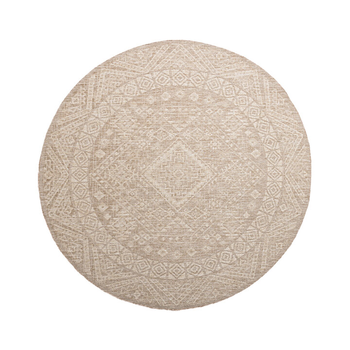 Rond jute buitenkleed - Atlas Aztec Bruin/Creme 