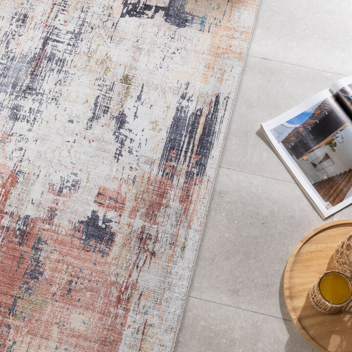 Chodnik nadający się do prania - Domingo Grunge Terakota/Kremowy