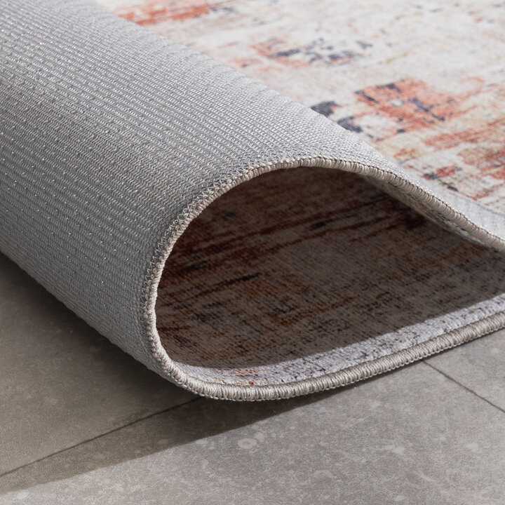 Chodnik nadający się do prania - Domingo Grunge Terakota/Kremowy