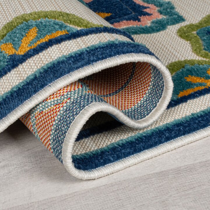 Binnen- en buiten loper - Batio Floral Blauw/Groen