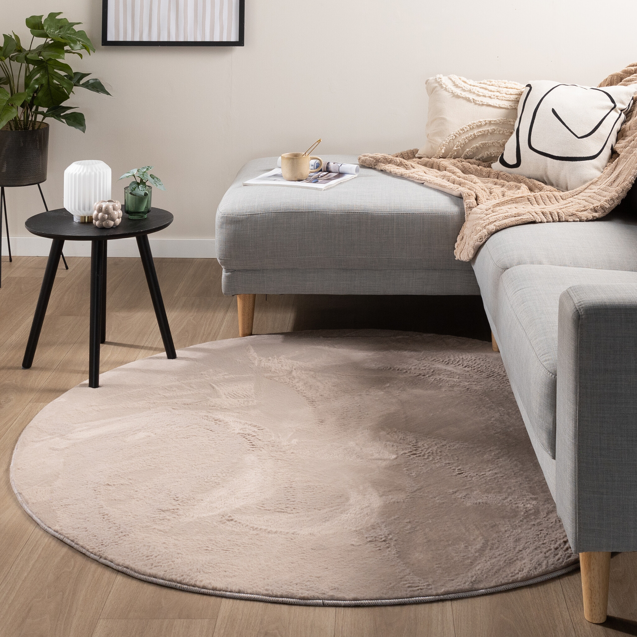 Rond laagpolig vloerkleed - Cozy Taupe