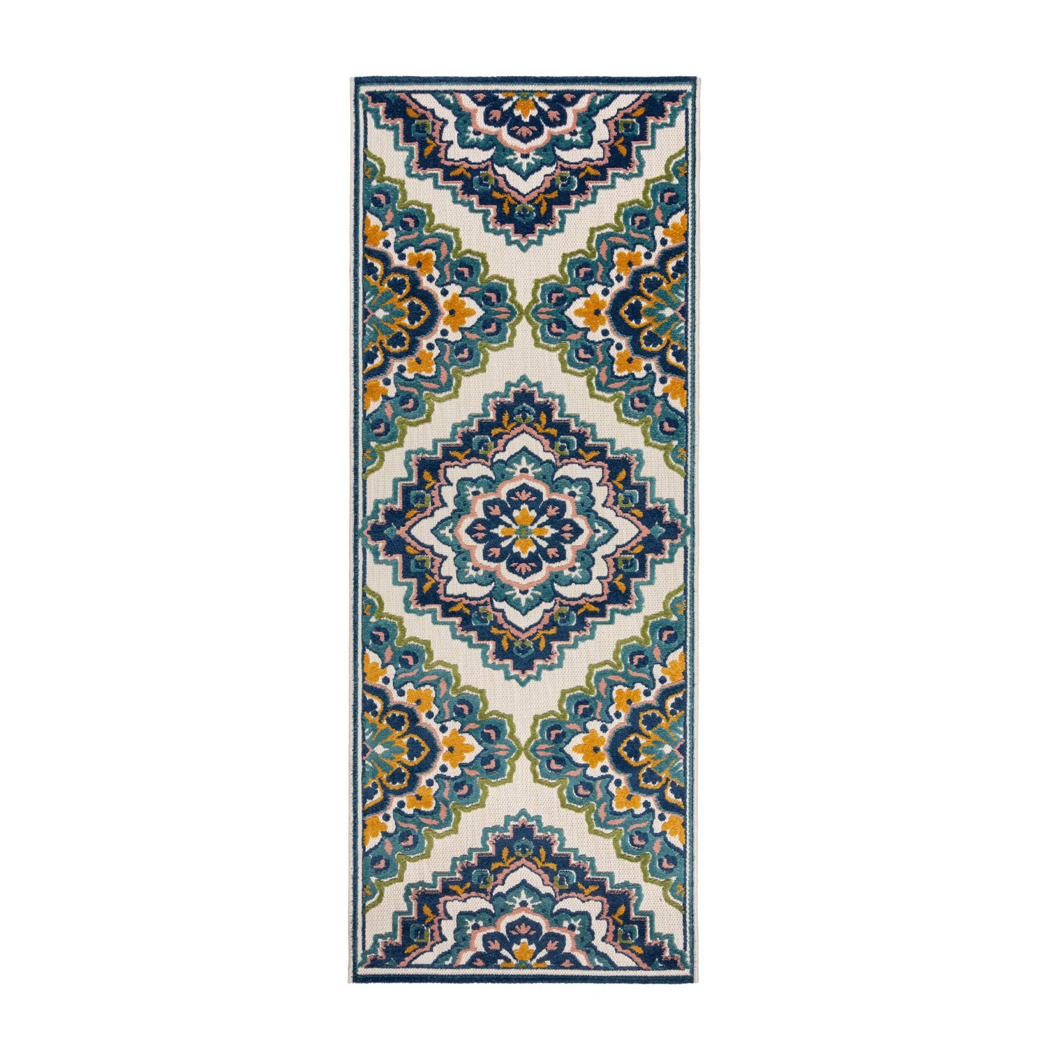 Binnen- en buiten loper - Batio Floral Blauw/Groen - sfeer