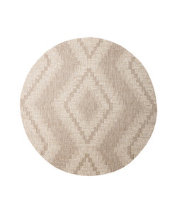 Rond jute buitenkleed - Atlas Diamond Bruin/Creme 