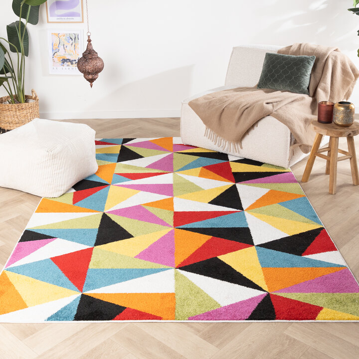 Modern vloerkleed - Enya Triangle Multicolor