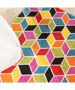 Modern vloerkleed - Enya Cube Multicolor