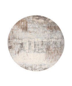 Rond abstract vloerkleed - Xavier Scratch Taupe/Grijs