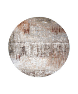 Rond abstract vloerkleed - Xavier Scratch Taupe/Rood