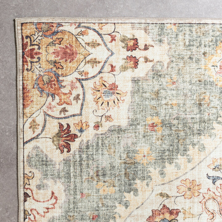 Dywan zewnętrzny vintage - Santo Mandala Oliwkowy