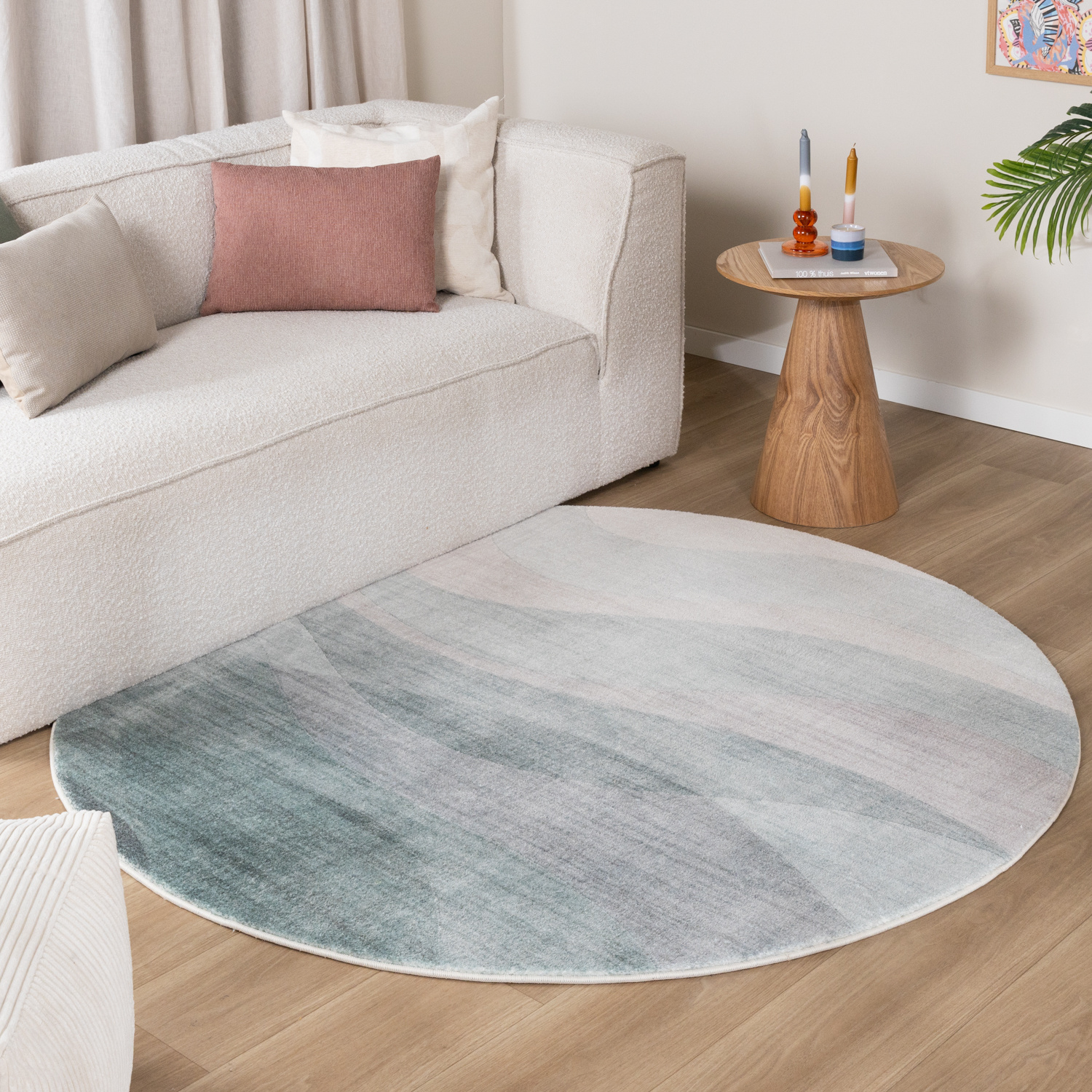 Rond modern vloerkleed - Field Groen