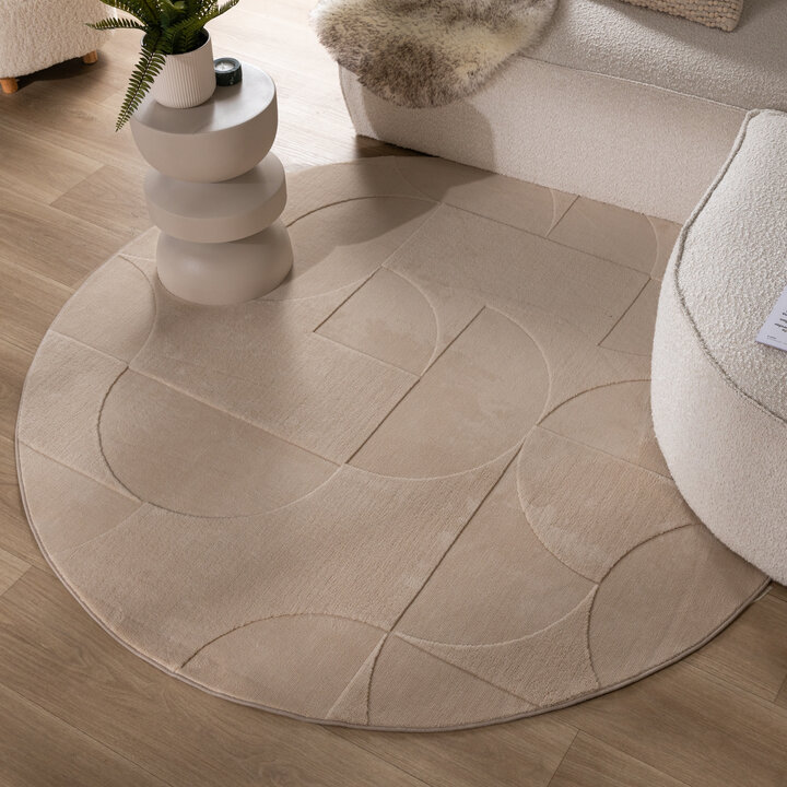 Rond Scandinavisch vloerkleed - Charm Circles Beige