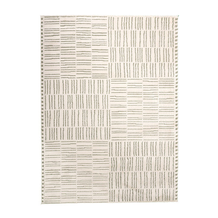 Scandinavisch vloerkleed - Yune Lines Creme/Groen