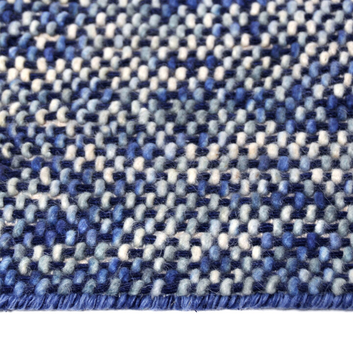 Wollen vloerkleed - Lucien Blauw/Wit