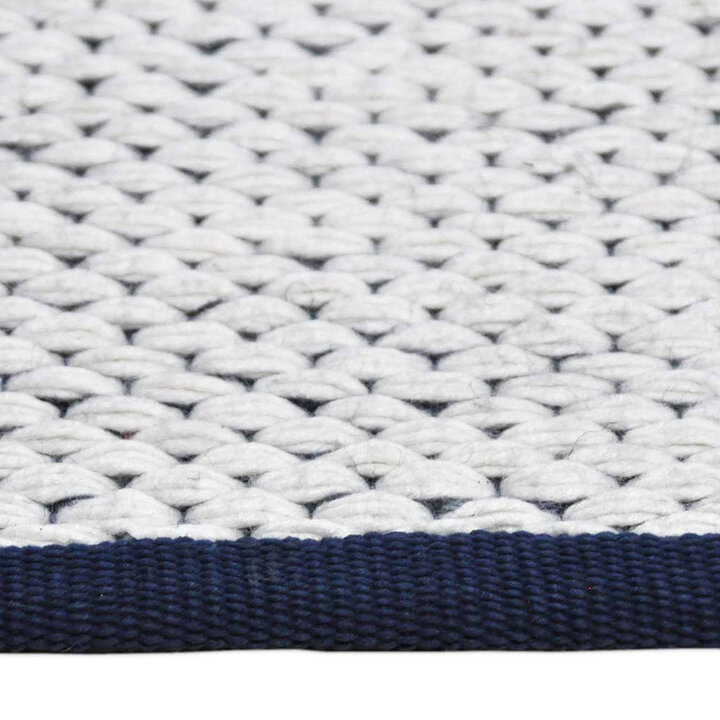 Dubbelzijdig wollen kleed - Toulon Blauw/Wit