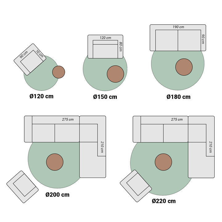 Rond modern vloerkleed - Amado Bruin 4248