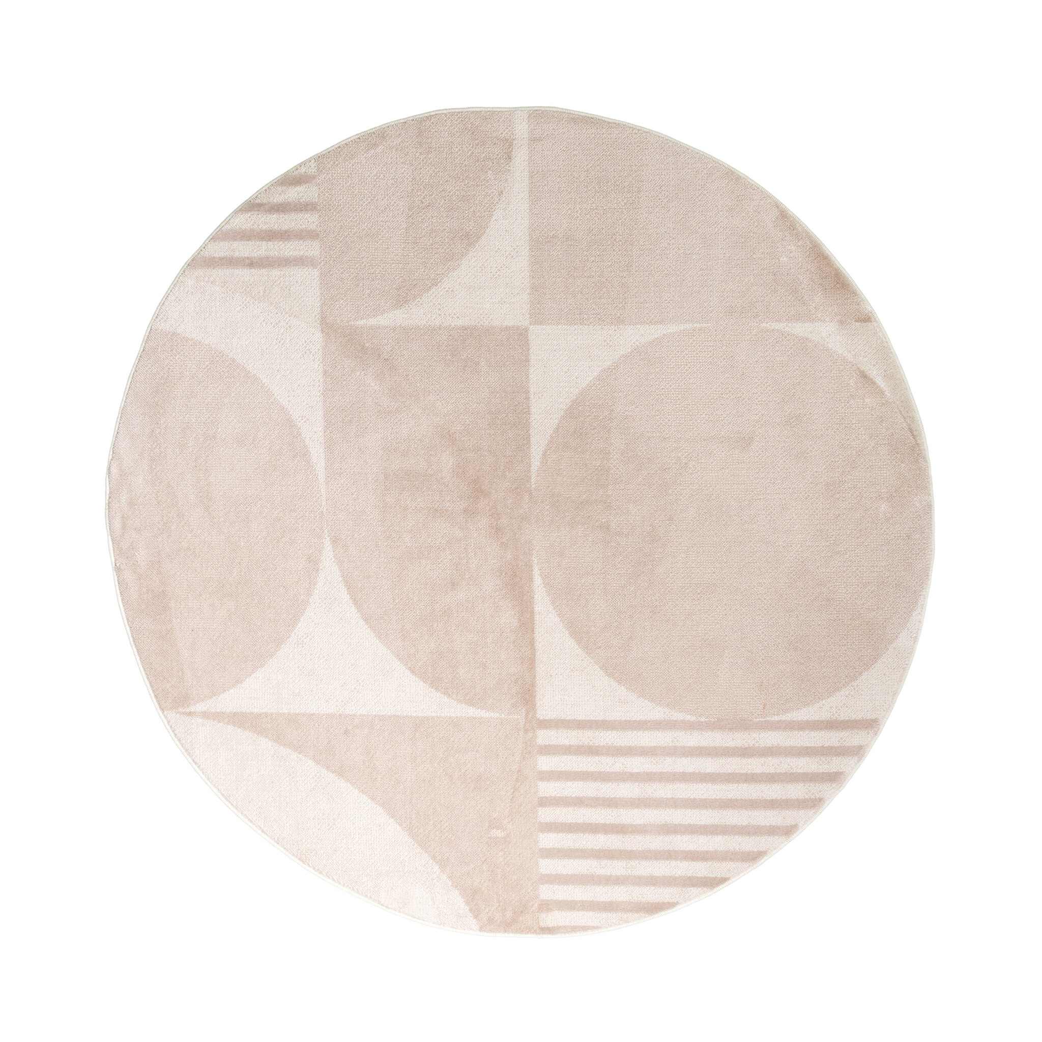 Rond Japandi vloerkleed - Aurora Circles Beige - sfeer