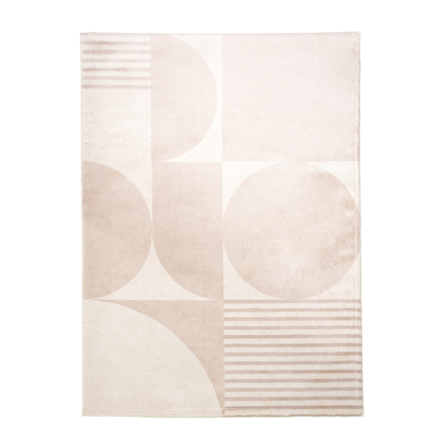 Japandi vloerkleed - Aurora Circles Beige - sfeer