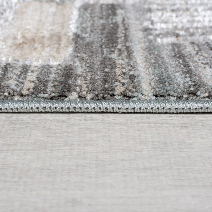 Geblokt vloerkleed - Enrico Grijs