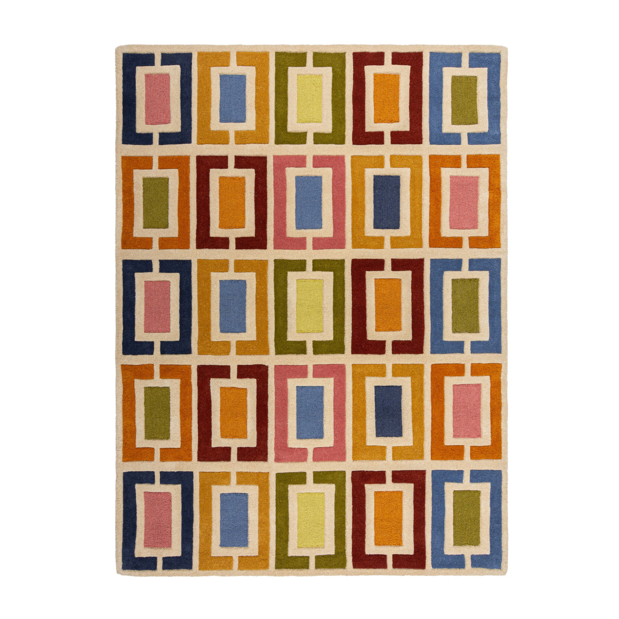 Retro vloerkleed - Ryano Blokken Multicolor - sfeer