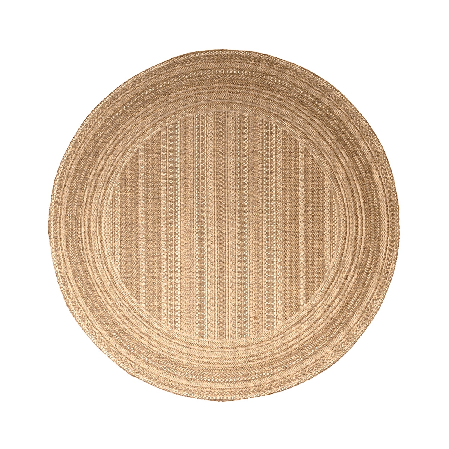 Rond jute buitenkleed - Mavi Stripes Creme/Bruin - sfeer