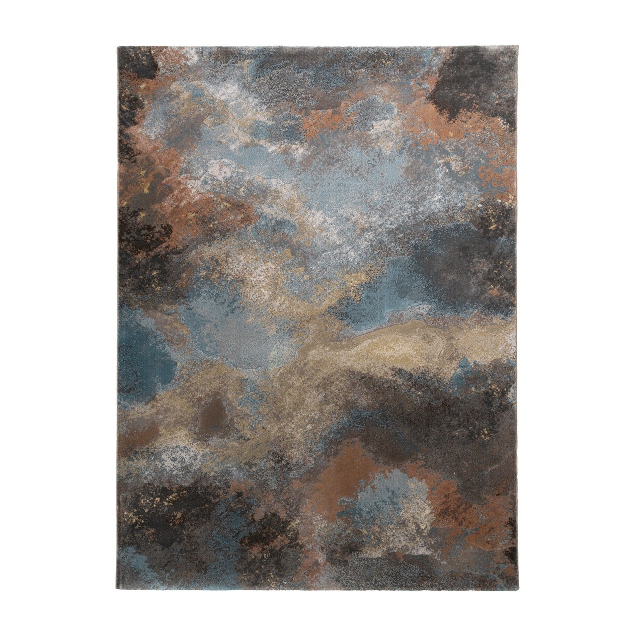 Industrieel vloerkleed - Raphael Blauw/Terra - sfeer