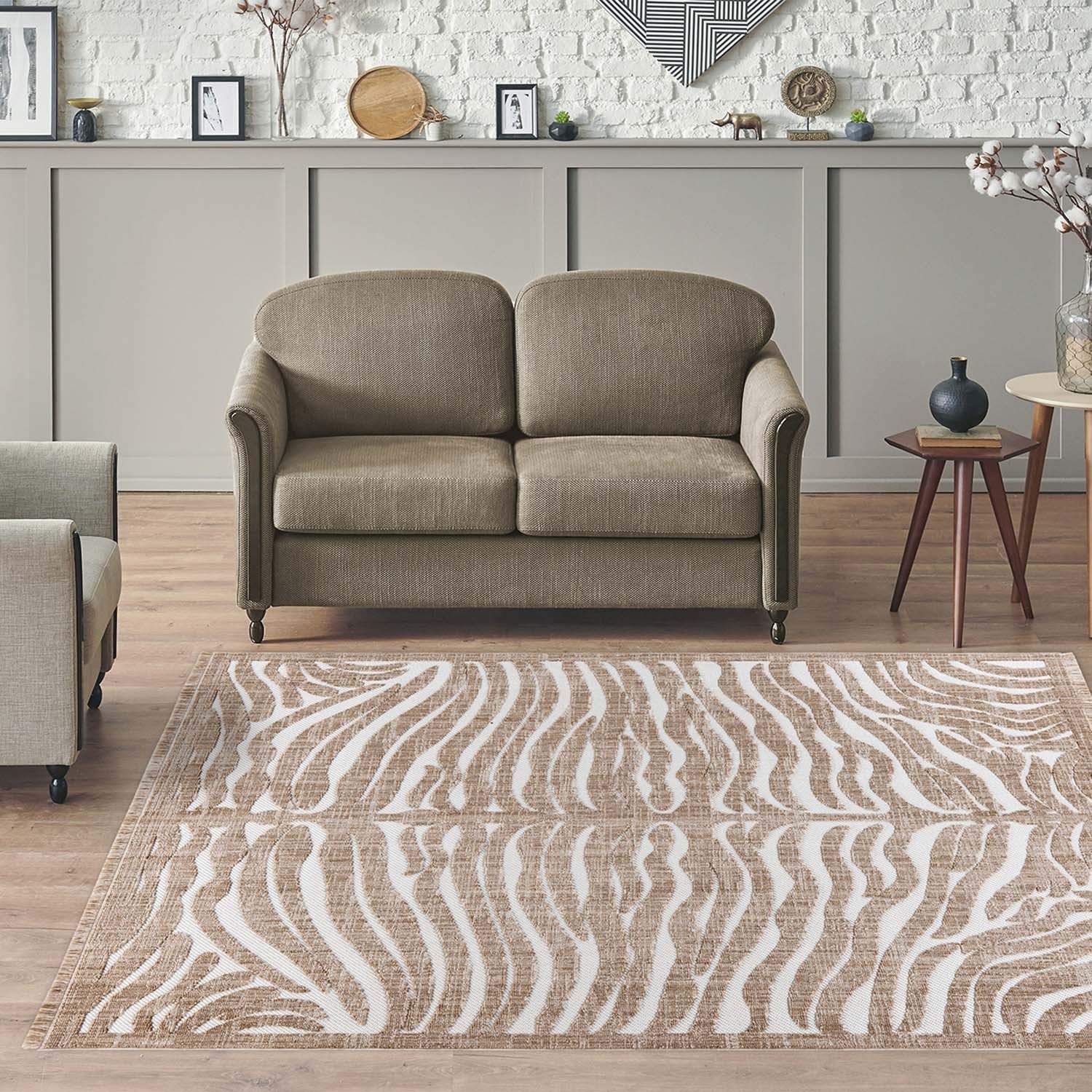 Modern vloerkleed - Sari Zebra 225 Bruin/Beige