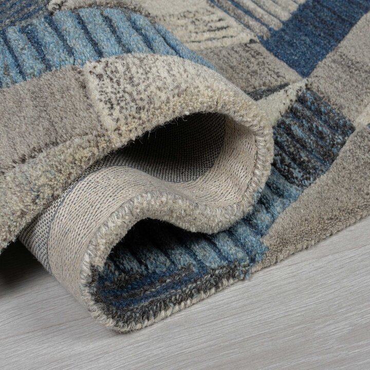 Abstract wollen loper - Anko Blauw