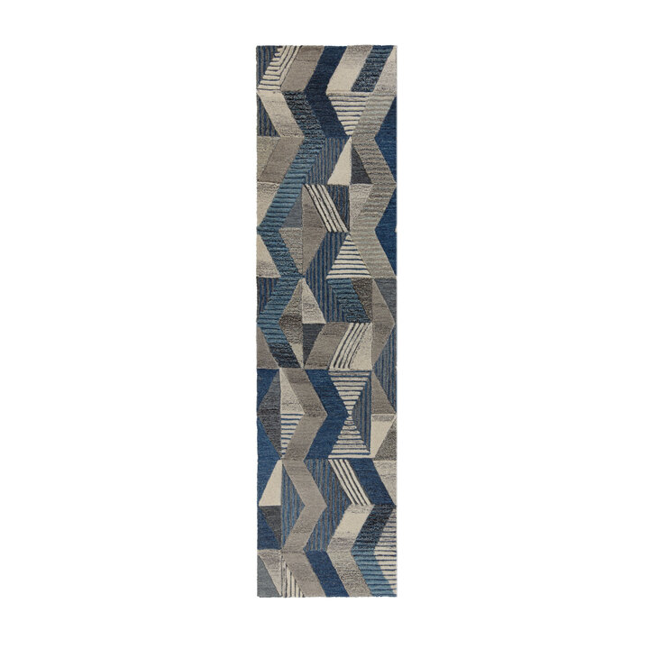 Abstract wollen loper - Anko Blauw