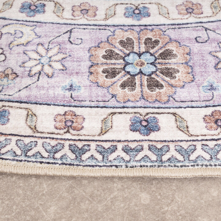 Rond vintage buitenkleed - Santo Flora Wit 