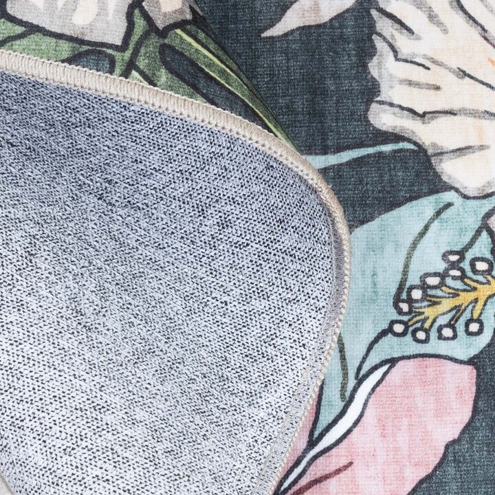 Rond buitenkleed bloemen - Poppy Groen