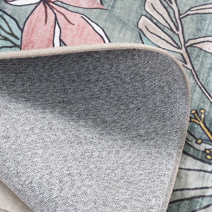 Rond buitenkleed bloemen - Poppy Olijfgroen