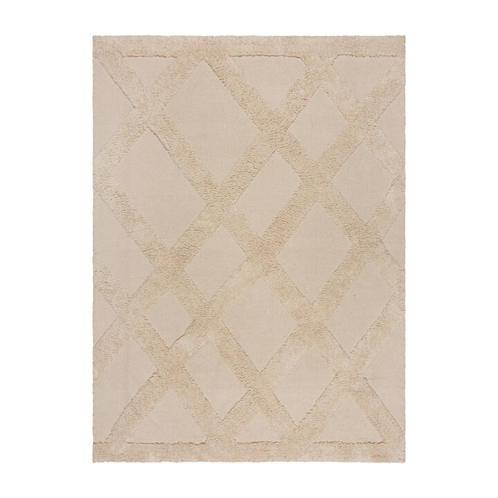 Wollen vloerkleed beige - Tiddo Zigzag 