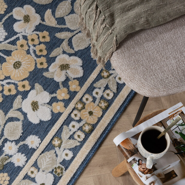 Binnen- & buitenvloerkleed - Bloom Oriental Blauw