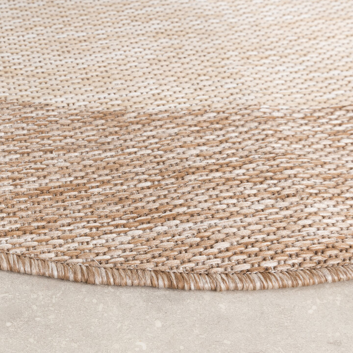 Rond In- & Outdoor vloerkleed - Sierra Border Beige/Creme