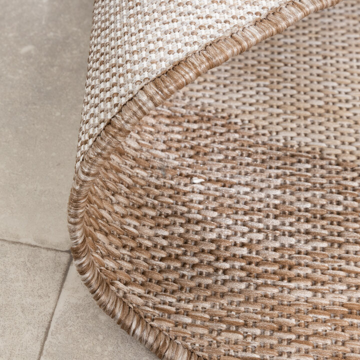 Rond In- & Outdoor vloerkleed - Sierra Border Beige/Creme