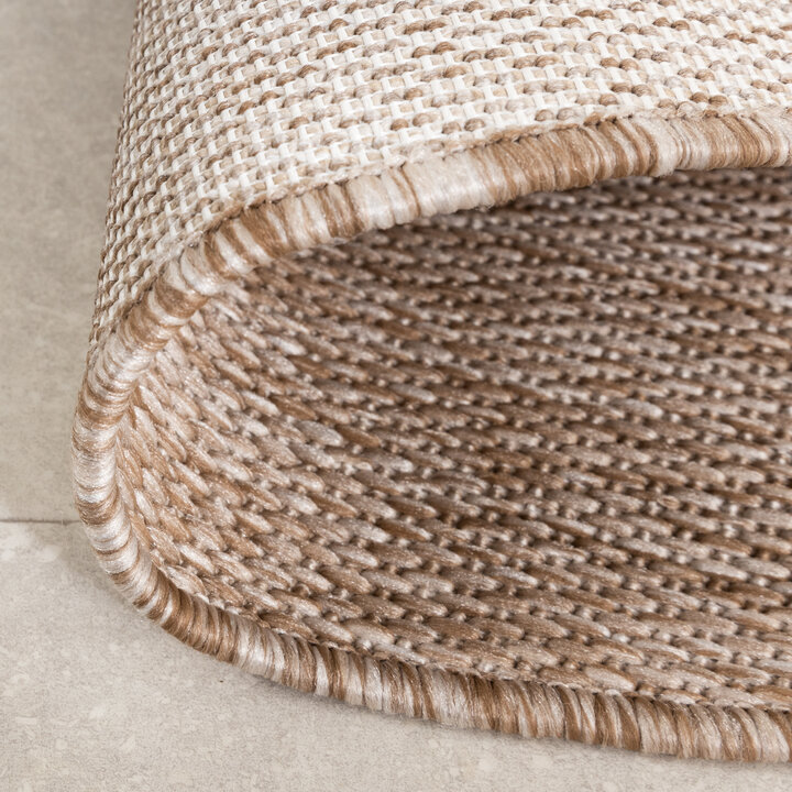 Rond In- & Outdoor vloerkleed - Sierra Border Creme/Beige