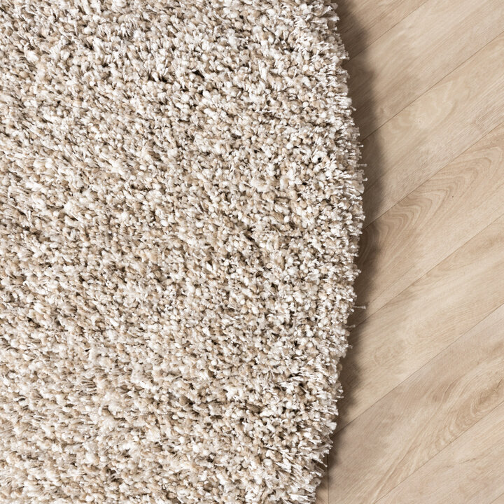 Rond hoogpolig vloerkleed - Yves Beige