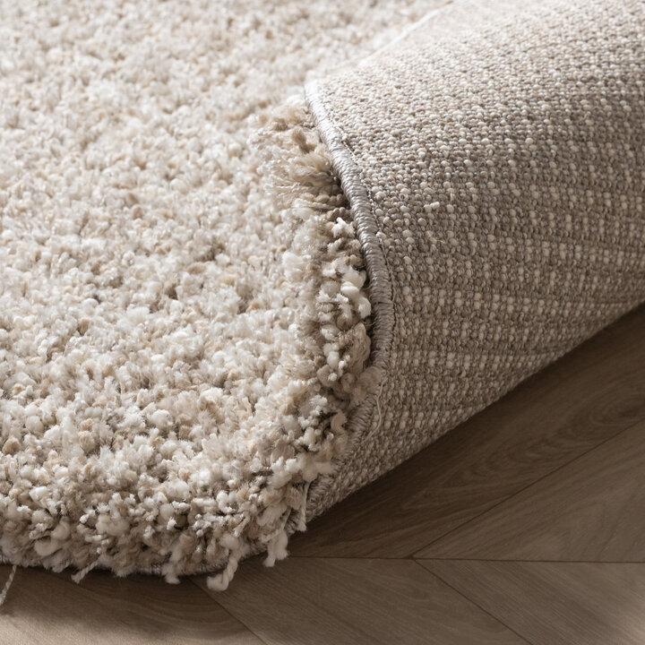 Rond hoogpolig vloerkleed - Yves Beige