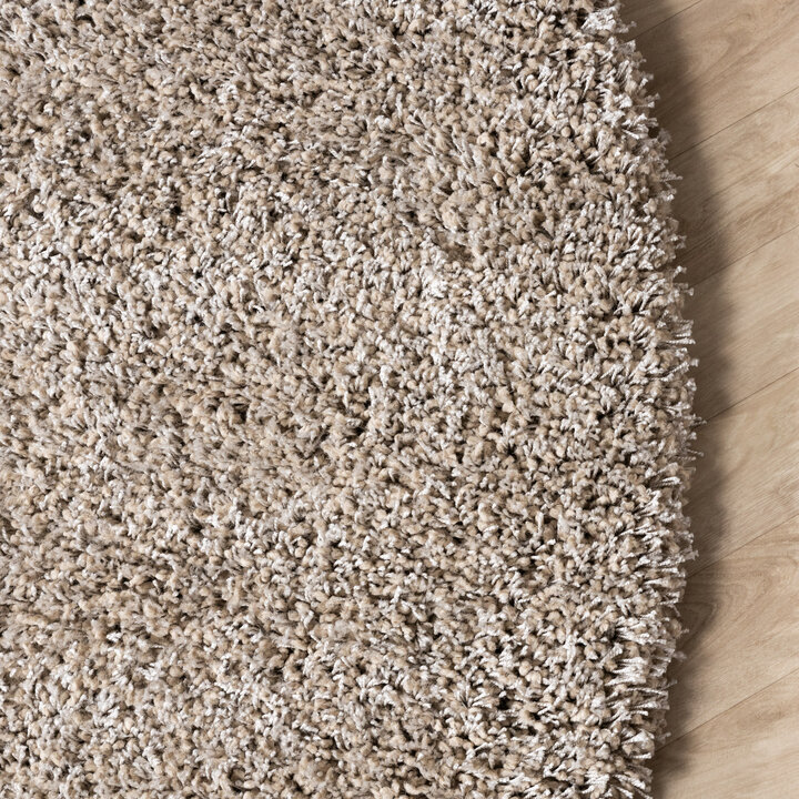 Rond hoogpolig vloerkleed - Yves Taupe